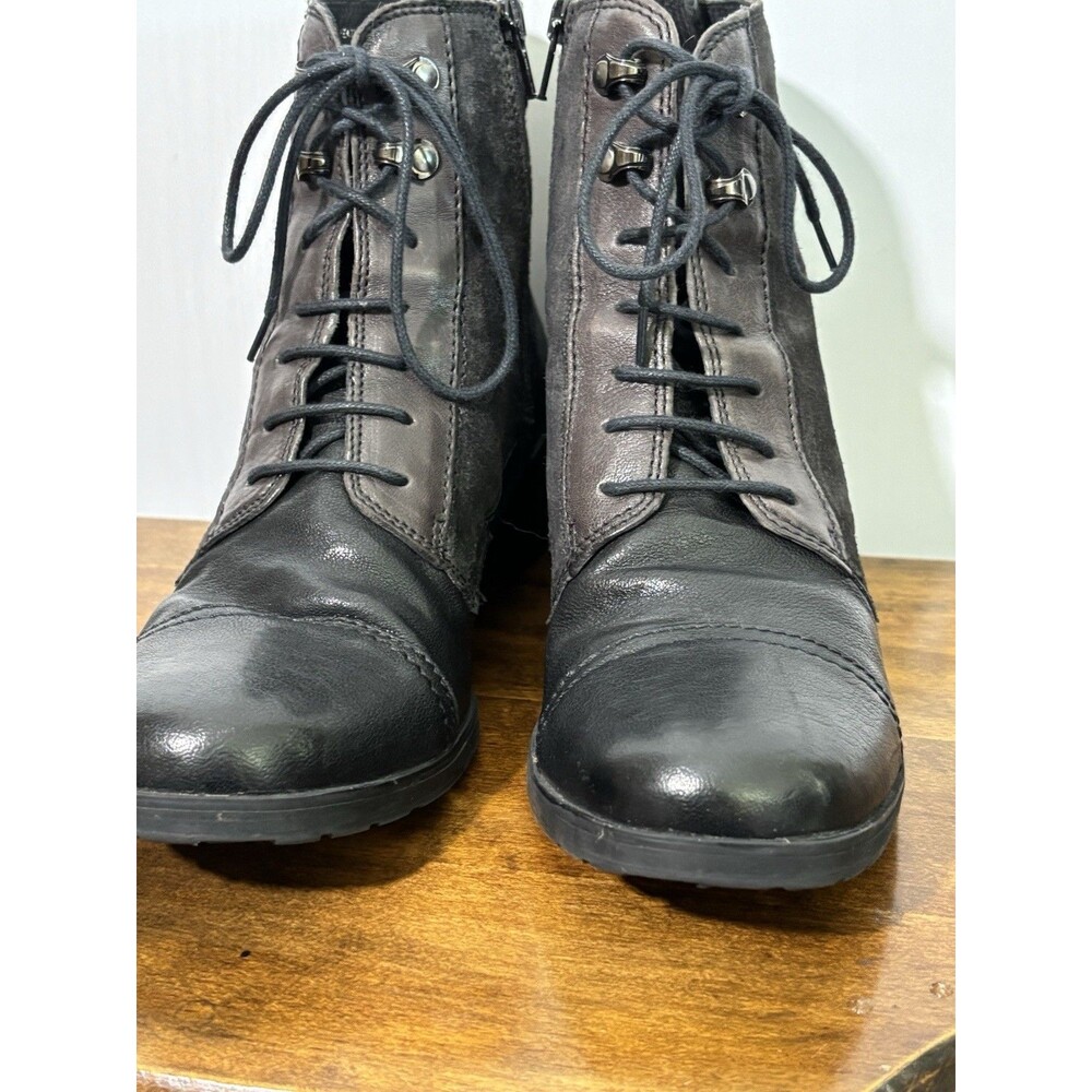 Clarks Morgan Carla Boot Womens 10 M Black Leather Lace Up Lug Utilitarian - Picture 5 of 12
